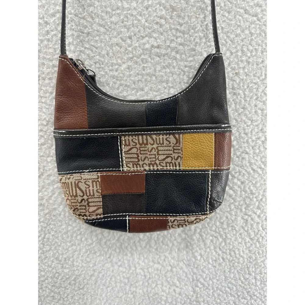 Stone Mountain‎ Patchwork Shoulder Bag Crossbody Brown Leather Purse Small